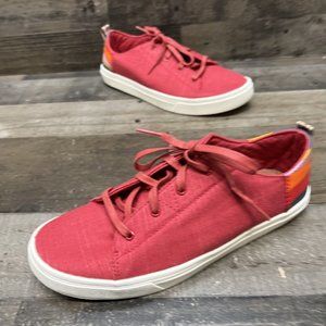 Toms Youth Kids Red/Multicolor Canvas Lace Up Sneakers Casual Size 5.5 GREAT!